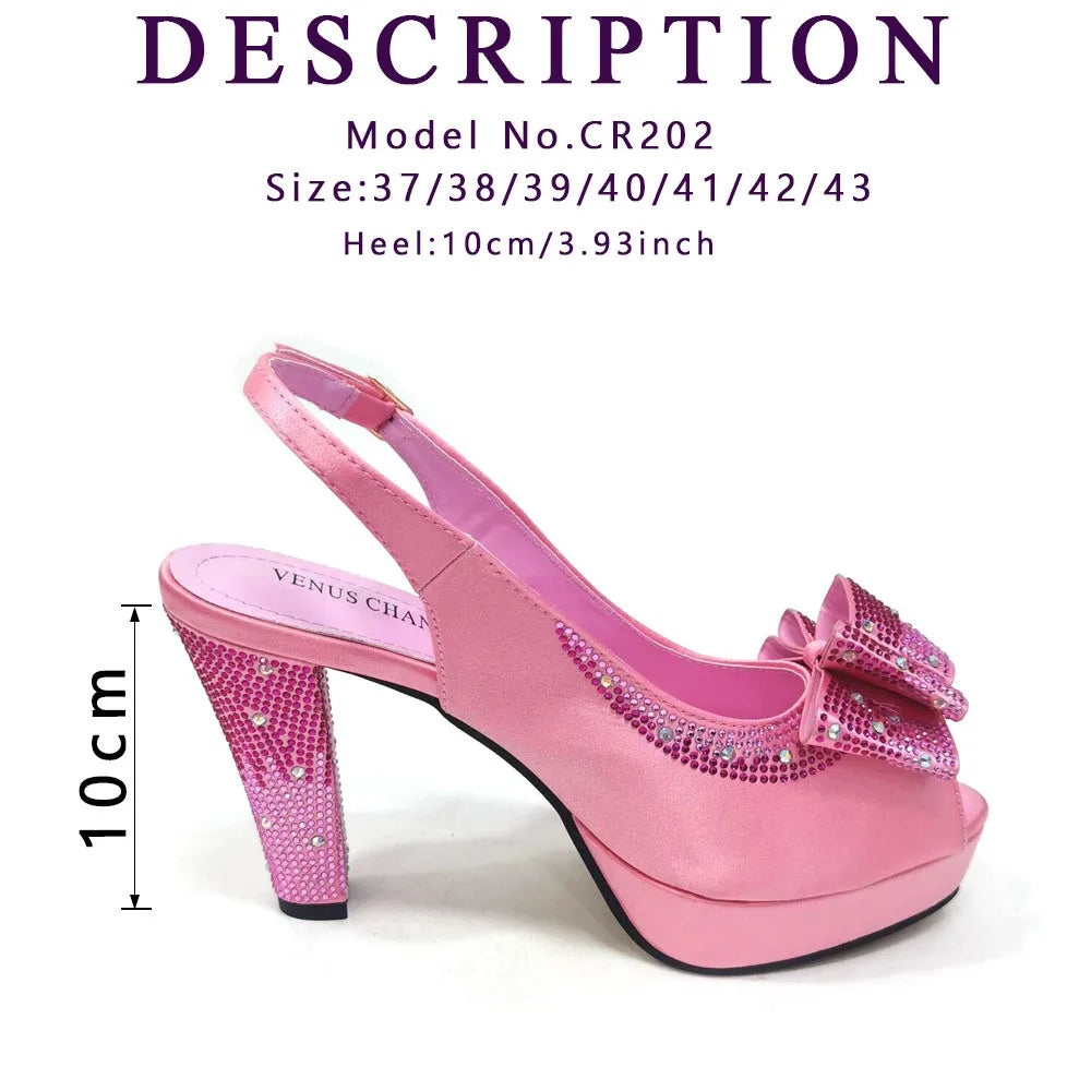 High Quality 2024 Newst Hot Selling Pointed Toe Slingback Sandals with Bag Set in Coffee Color For Women Wedding Party
