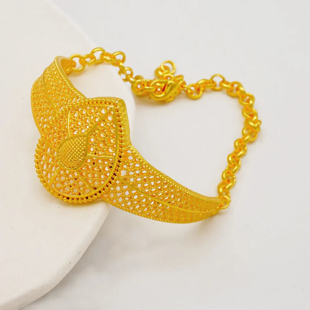 Indian Dubai Gold Color Jewelry Sets For Women Earring & Necklace Nigeria Moroccan Bridal Wedding Party Gifts