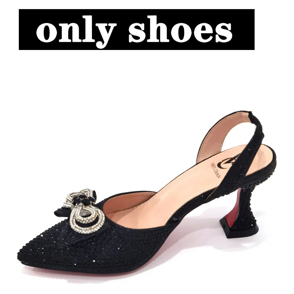 Women's High Heel Pointed Toe Sandals Party And Wedding Shoes and Bags Set