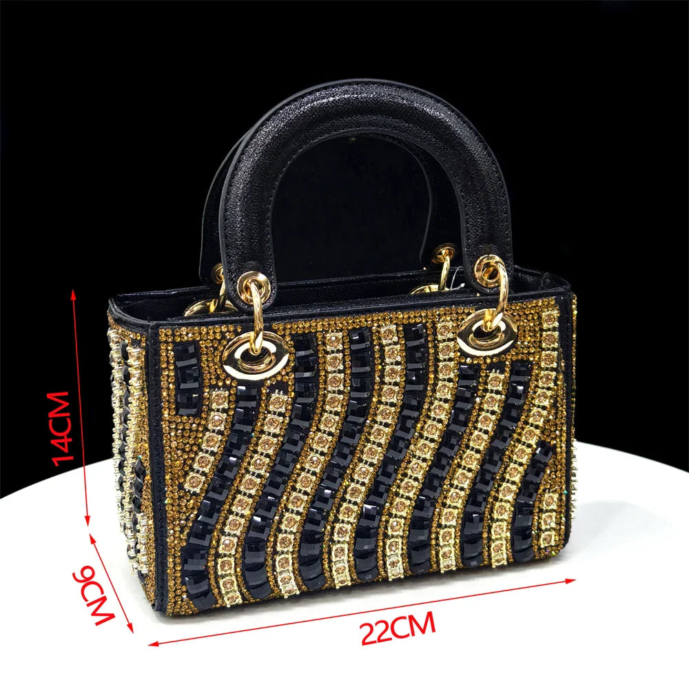 Women's Elegant Heels Rhinestone Handbag Set Italian Design for Weddings