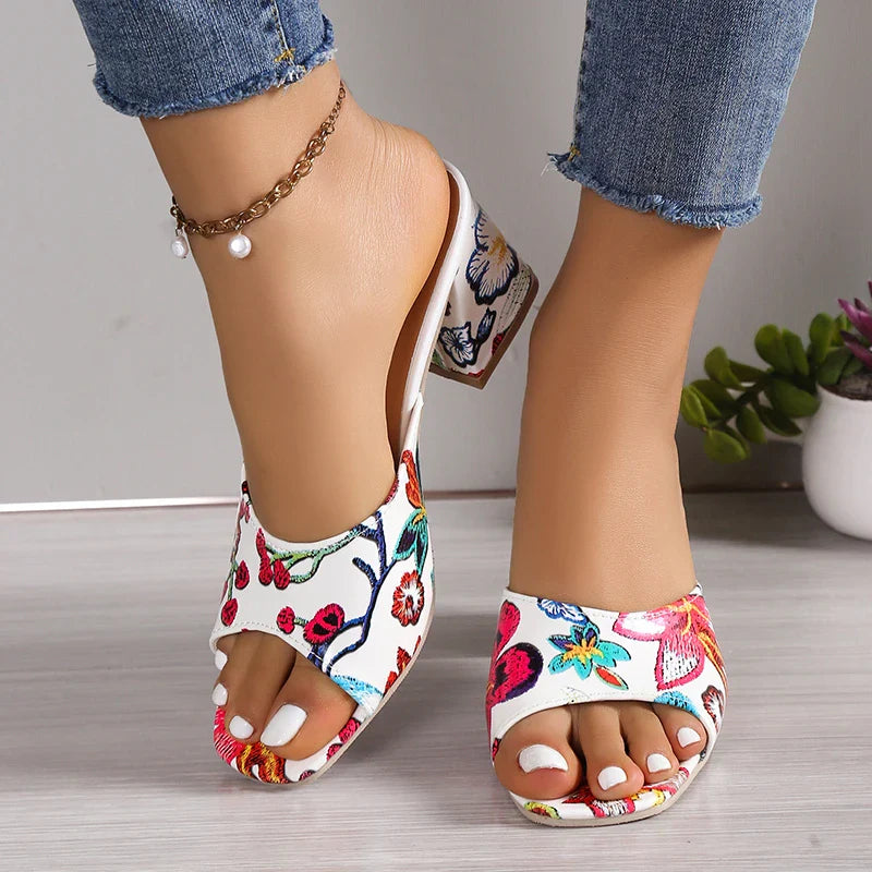 High Heels Women Slippers Chunky Fashion Sandals Designer New Shoes Slingback Flip Flops Dress Pumps Femme Slides