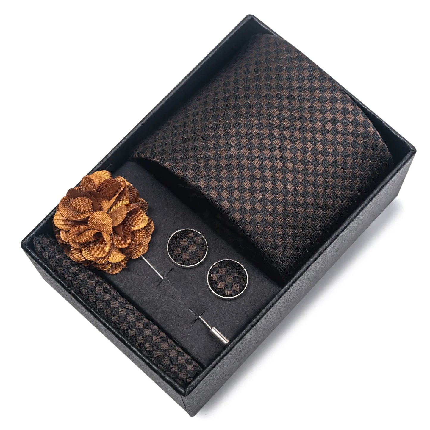 Top Grade Fashion 8 cm Wide Tie Sets Blue Stripe Men's Gravata Handkerchief Cufflink Box Fit Group Workplace Wedding Tie