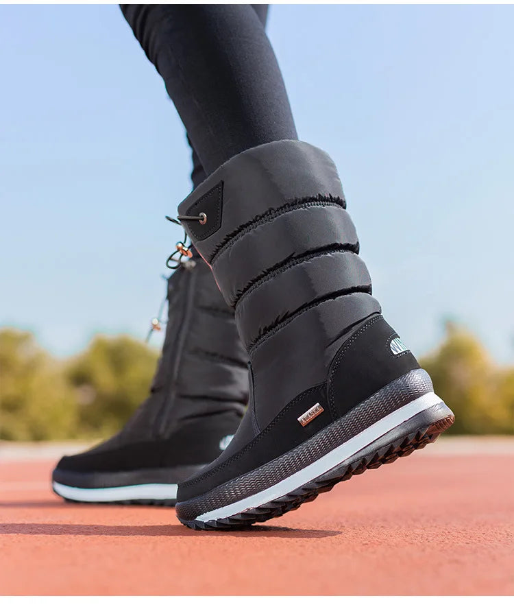 Winter women's Warm Plush Mid-calf Waterproof Snow Boot