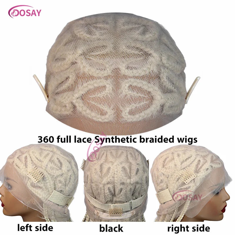 36" Synthetic Lace Braided Wigs Blonde Heart Box Braids Lace Wigs Long Black Cornrow Braided High Quality Lace Front Wig Ladies