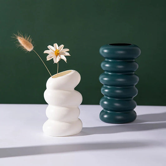 1PC Plastic Spiral White Vase Hydroponic Pot