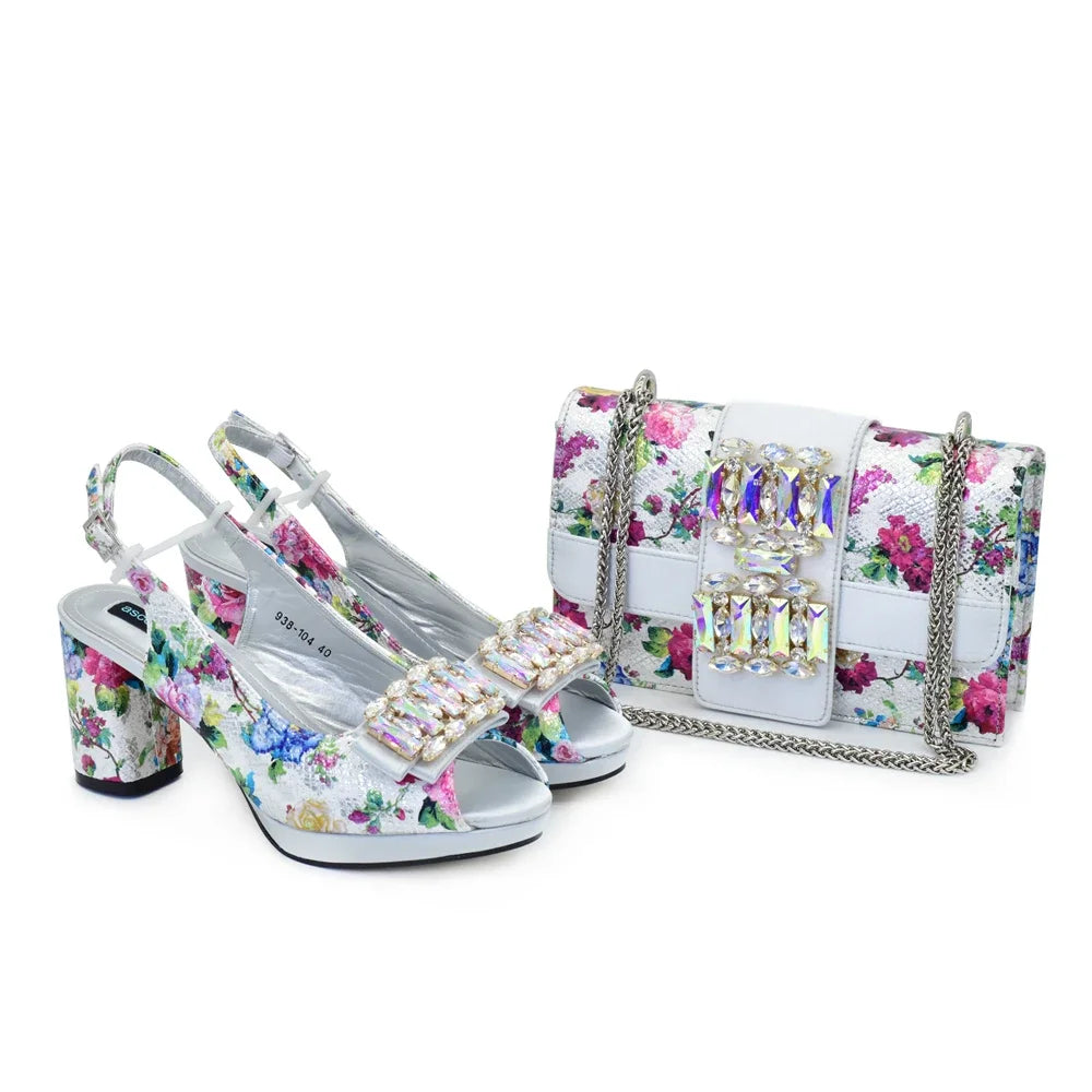Women's Shoes and Bags Set Italy Peep Toe Pumps