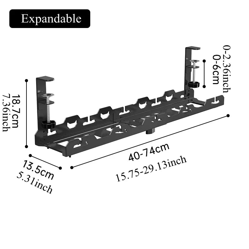 Telescopic Under Desk Cable Management Tray –  Storage Rack