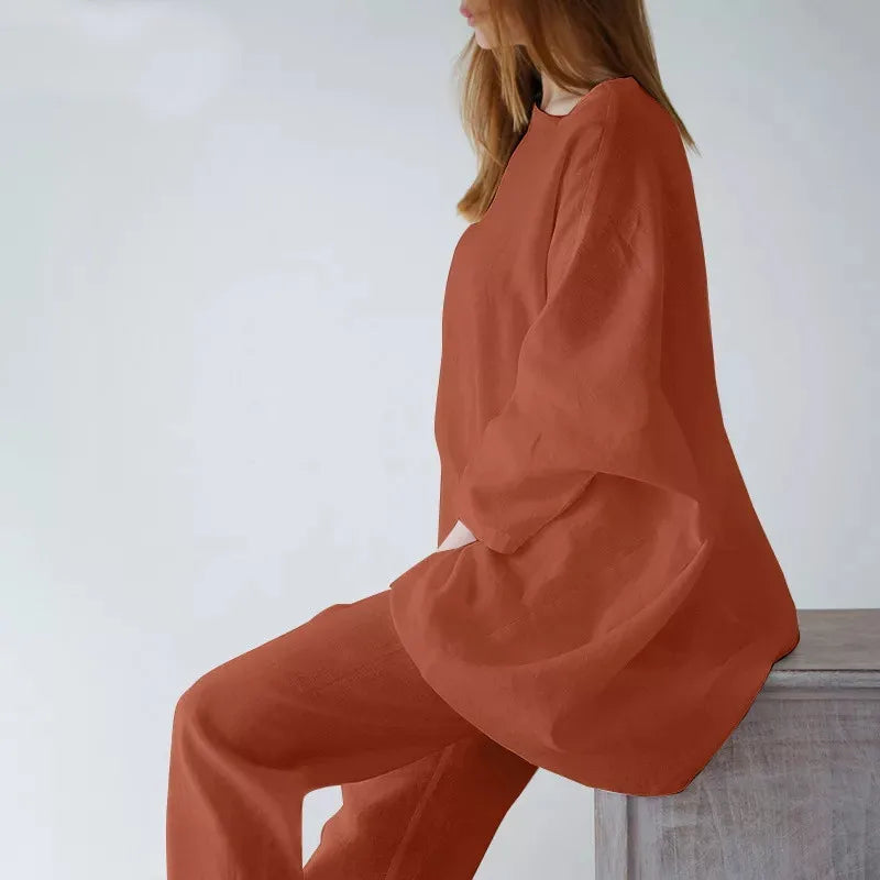 Fashion Short Sleeve Blouse Wide Leg Trousers Suits Vintage Summer Pant Sets Two Piece Sets Womens Loose Tracksuit Outifits 2025