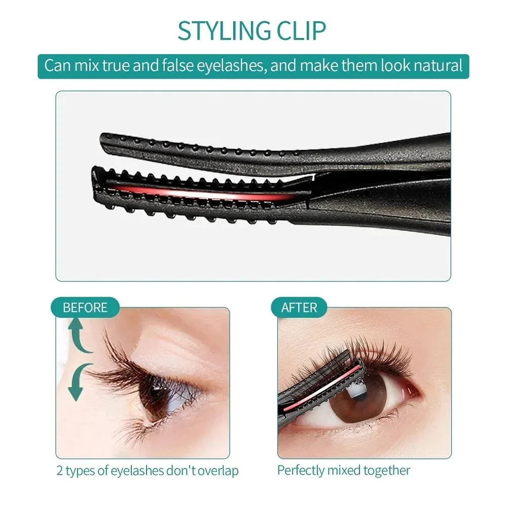 Electric Heated Eyelash Curler USB Rechargeable Eyelashes Quick Lasting Curling Comb&Clip Dual Use Makeup Eyelash Curler