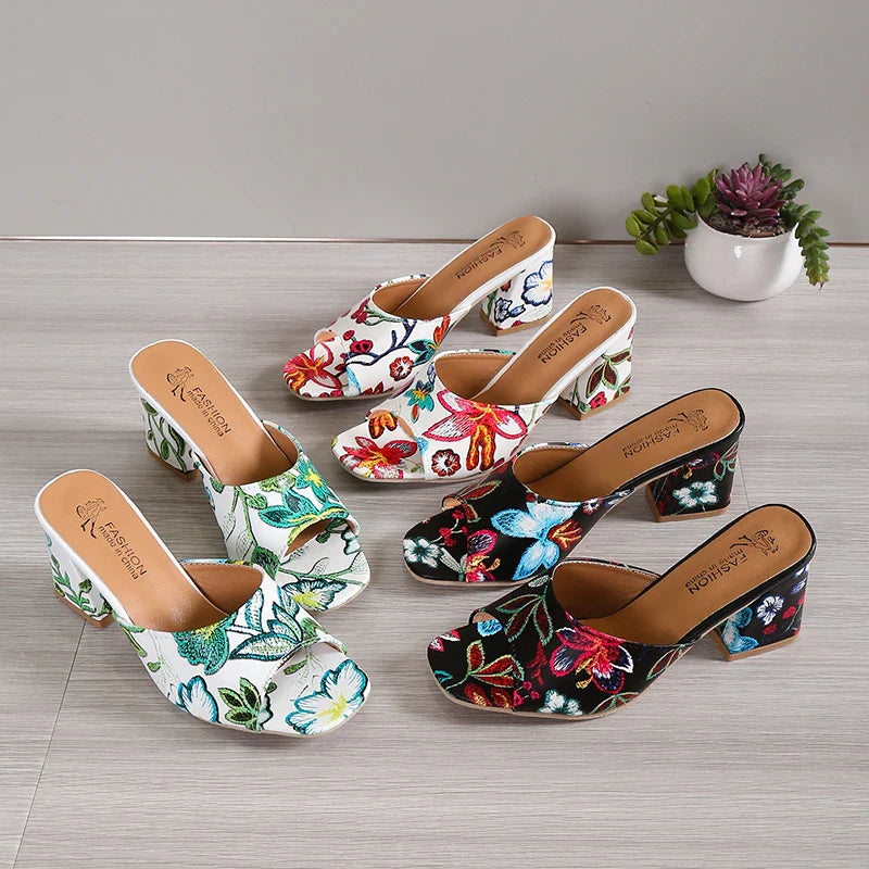 High Heels Women Slippers Chunky Fashion Sandals Designer New Shoes Slingback Flip Flops Dress Pumps Femme Slides