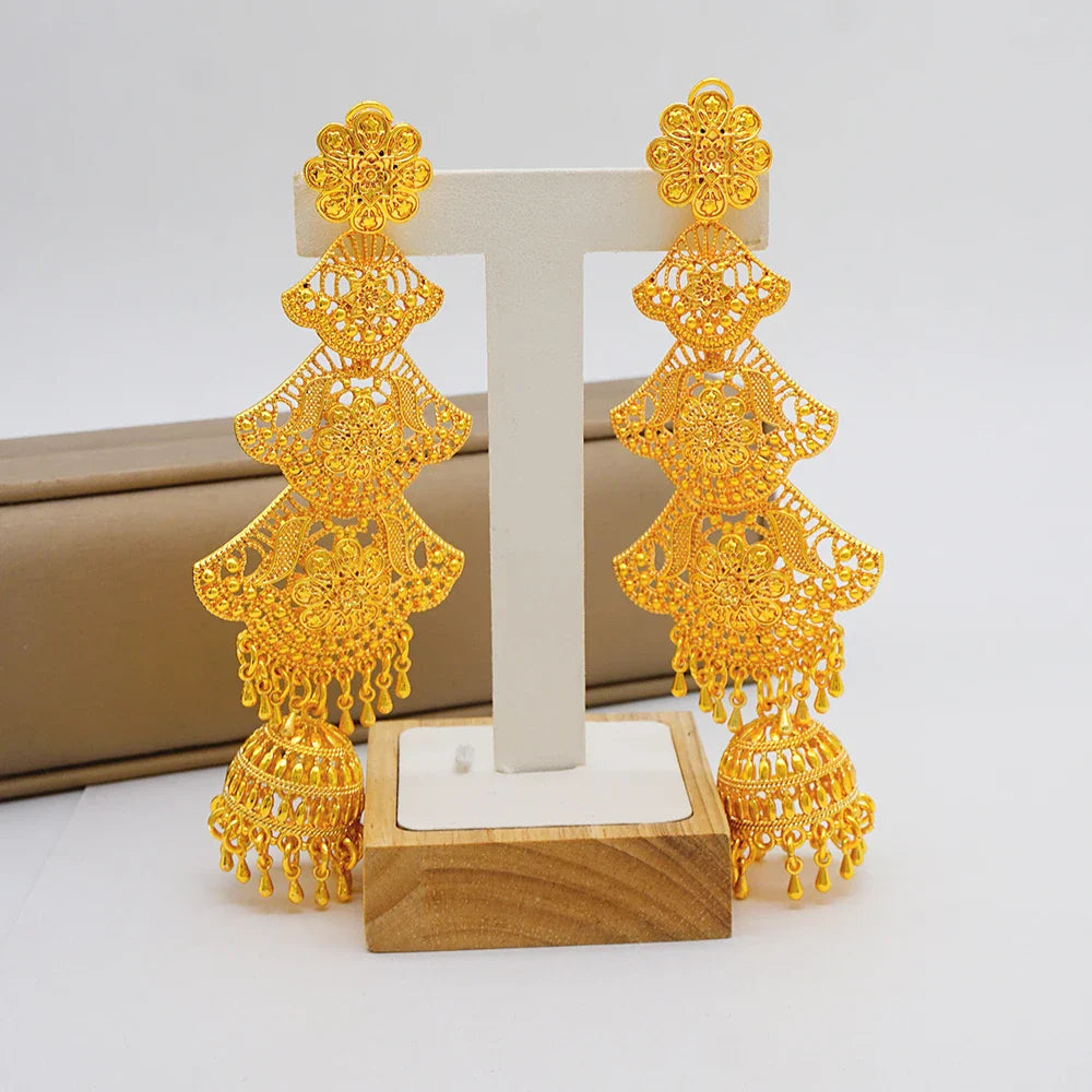 African women's long gold-plated earrings with Middle Eastern earrings