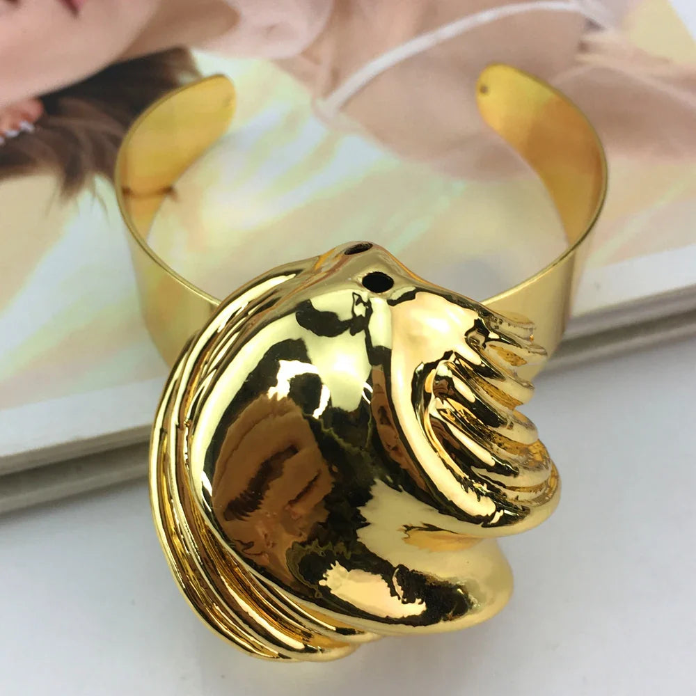 Italian Gold Plated Jewellery Women's Wedding Party Banquet Big Pendant