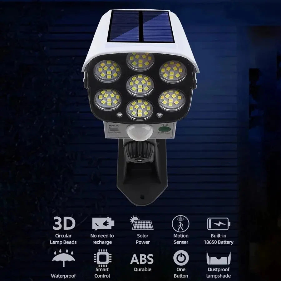 Outdoor Motion Sensor Solar Lights 77 LED Floodlight Waterproof