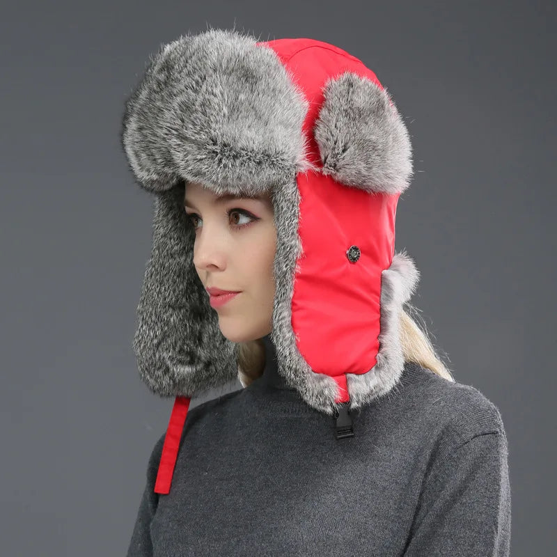 Unisex Soft Outdoor Windproof Super Warm Faux Fur Bomber Hats