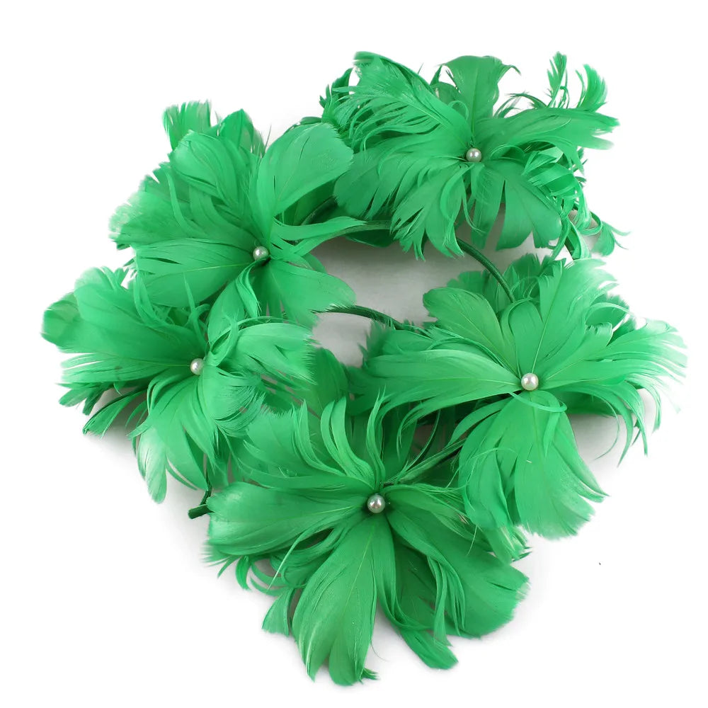 Elegant Women Wedding Hair Fascinator Accessories Headband Bridal Party Show Headwear Fancy Blue Feather Flower Hair Accessories