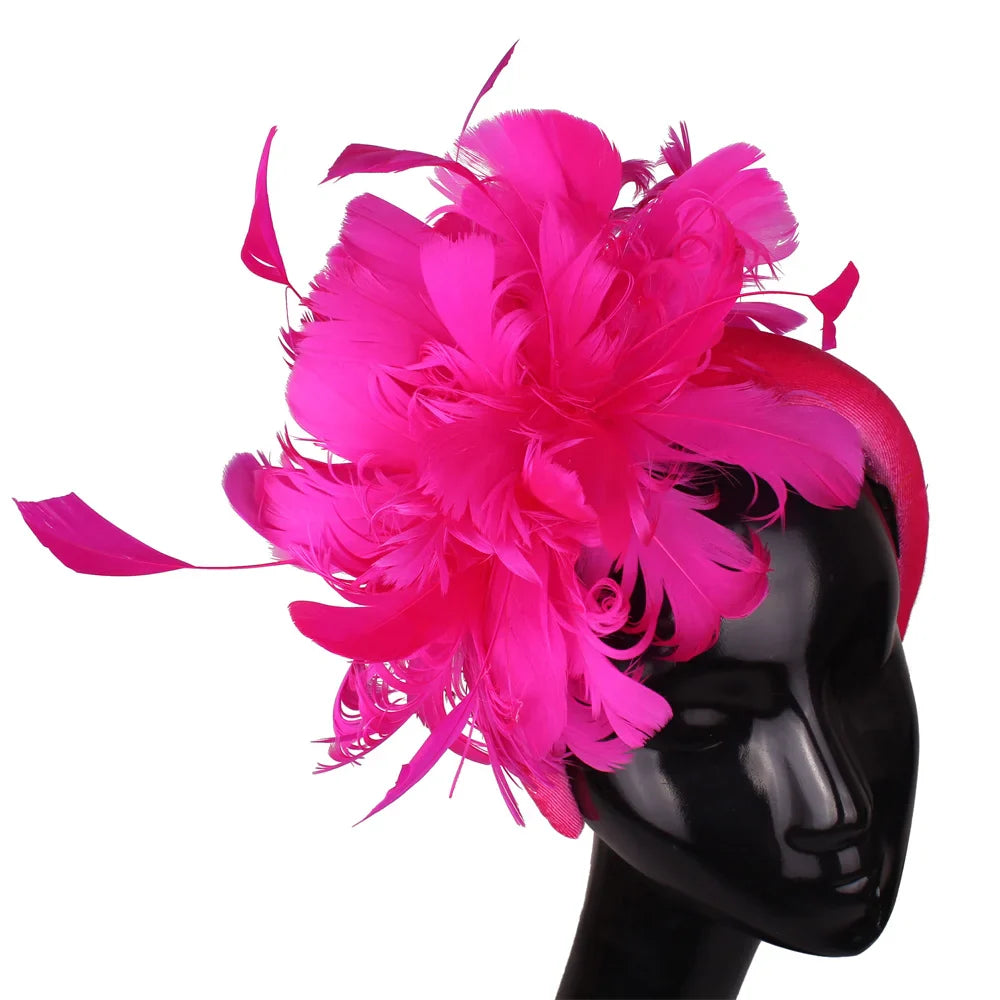 Fashion New Wedding Bride Headband Headwear Fancy Feather Hair Band Millinery Hair Accessories With Peals Decor Hair Accessories