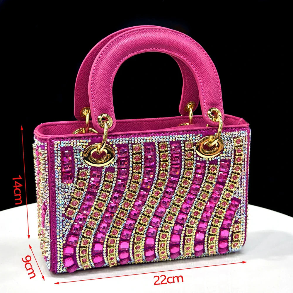 Women's Elegant Heels Rhinestone Handbag Set Italian Design for Weddings