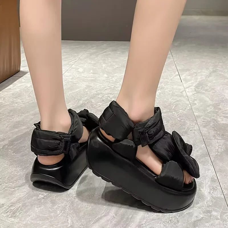 2024 New Genuine Leather Summer Luxury Sandals Casual Work Checkered Beach Shoes Vacation Fashion Women's Shoes zapatos de mujer