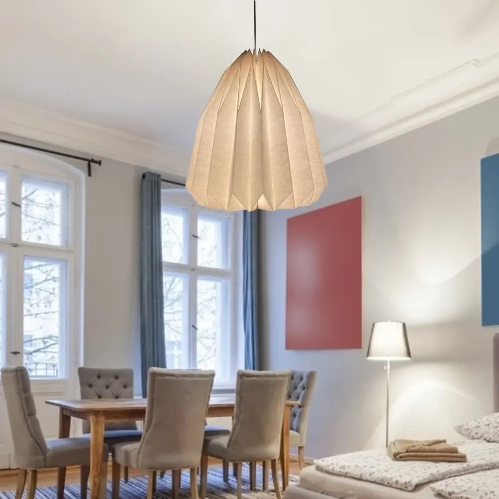 Nordic Creative Paper Origami Lantern Shade Foldable Hanging Pendant Light Art Decoration for Living Room Decor Ceiling Light