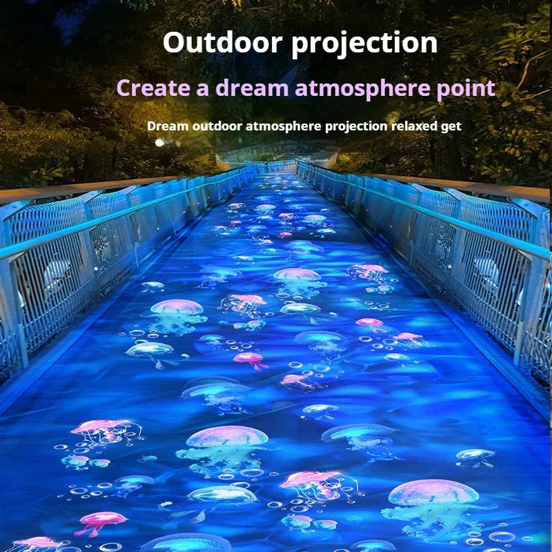 Projection spotlight of the Ocean World with dynamic water ripple jellyfish