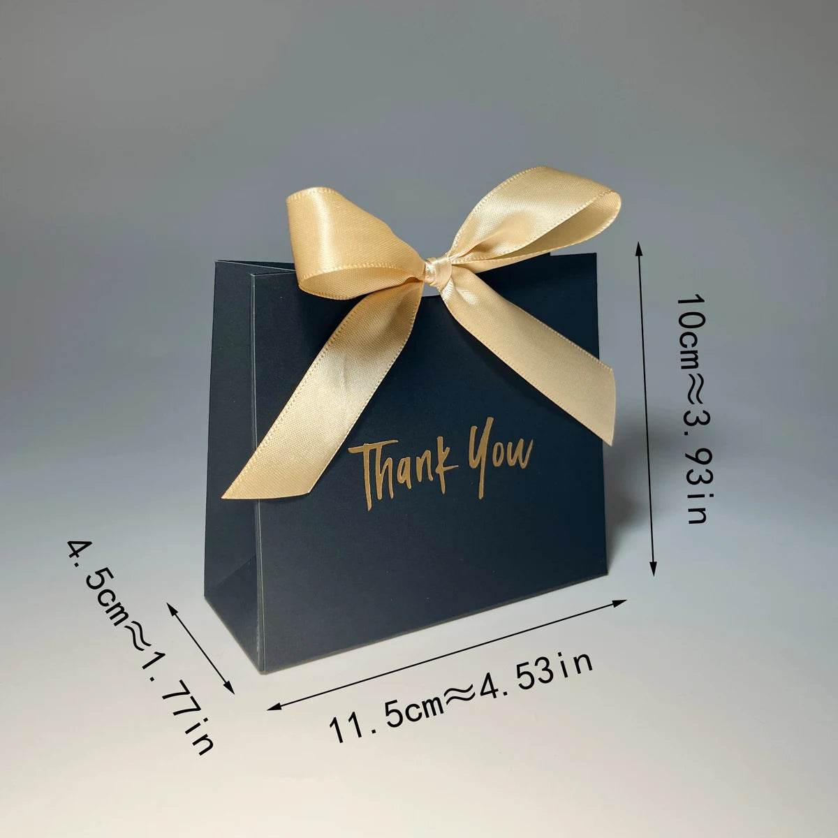 Elegant Black Gift Boxes with Ribbon, Thank You Candy Box, and Mini Gift Bag Versatile Gift Packaging for Any Occasion