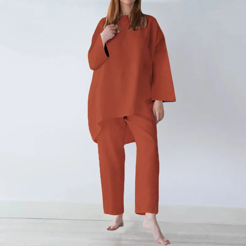Fashion Short Sleeve Blouse Wide Leg Trousers Suits Vintage Summer Pant Sets Two Piece Sets Womens Loose Tracksuit Outifits 2025