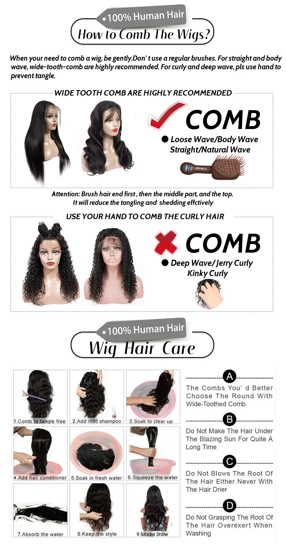 Women's Brown Short Ocean Pixie Wave 100% Human Hair Wig