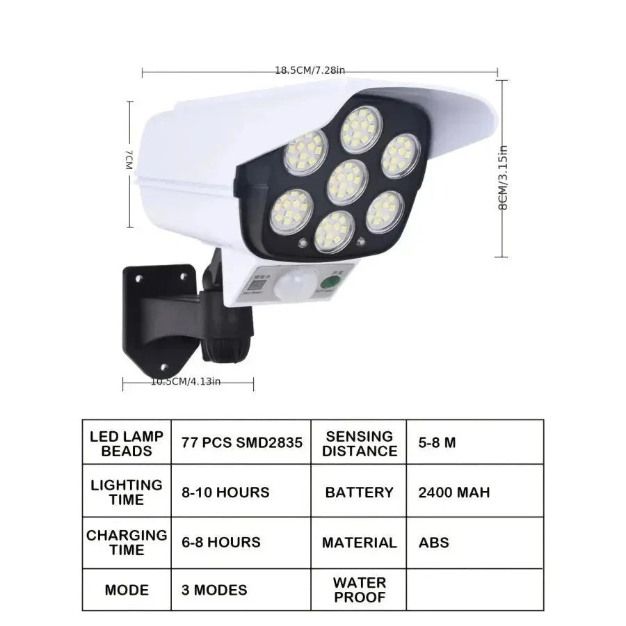 Outdoor Motion Sensor Solar Lights 77 LED Floodlight Waterproof