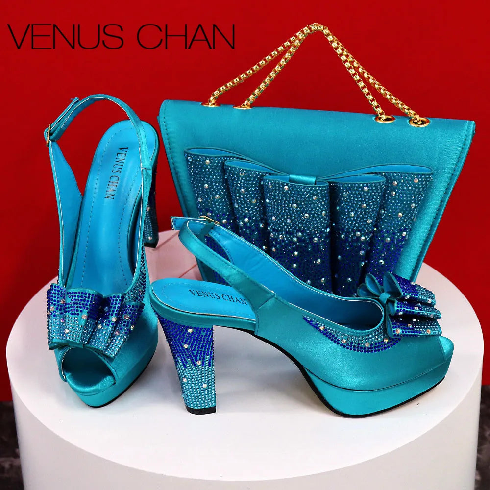 High Quality 2024 Newst Hot Selling Pointed Toe Slingback Sandals with Bag Set in Coffee Color For Women Wedding Party
