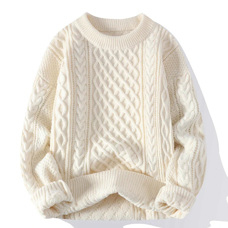 Multi Colour Vintage O Neck Solid Colour Men's Knitted Pullovers Loose Sweaters