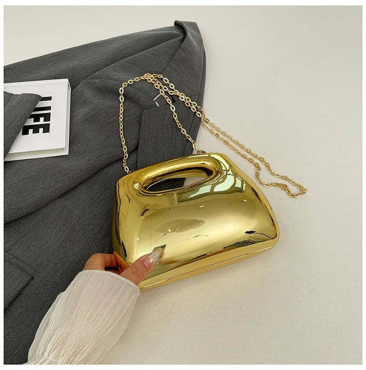 Golden Acrylic Women Hobo Bags Luxury Designer Clear Beach Handbags Dinner Party Wedding Round Top Handle Evening Clutch Purse