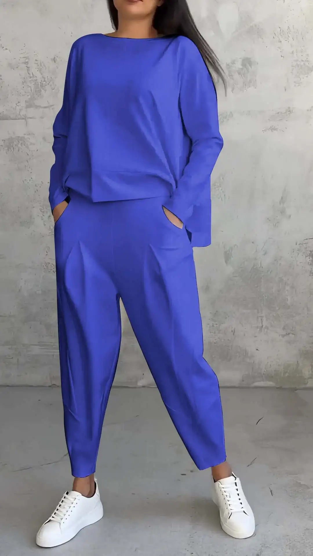 Spring Autumn Solid Women's Sports Set New Fashion Long Sleeve Irregular Loose Top Harem Pants Two Piece Set For Women Outfits