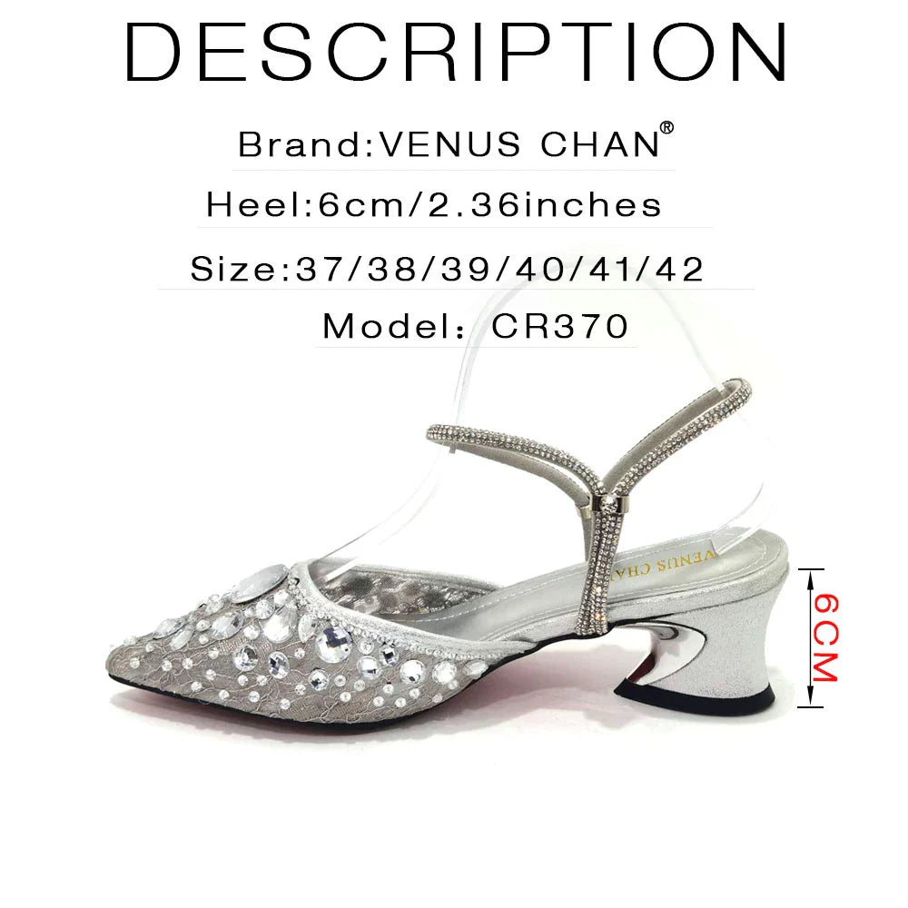 Venus Chan 2023 Newest INS Style Lace Elegant High Heels Pointed-Toe Nigeria Popular Design African Ladies Shoes And Bag Set
