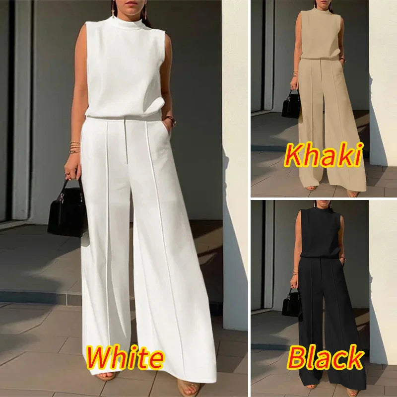 Elegant Chic Women's 2 Pieces Sets ZANZEA Woman 2025 Tracksuits Fashion 2pcs Outfits Suits Tank Tops and Wide Leg Pants Sets