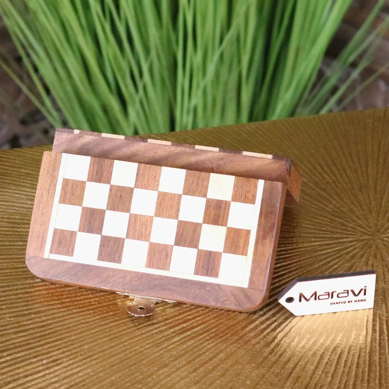 Shatranj Folding Wooden Chess Set 14cm