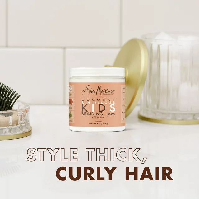 Shea Moisture Coconut & Hibiscus KIDS Braiding Jam for Hold & Shine for Kids' Braids & Styles 5.5 oz