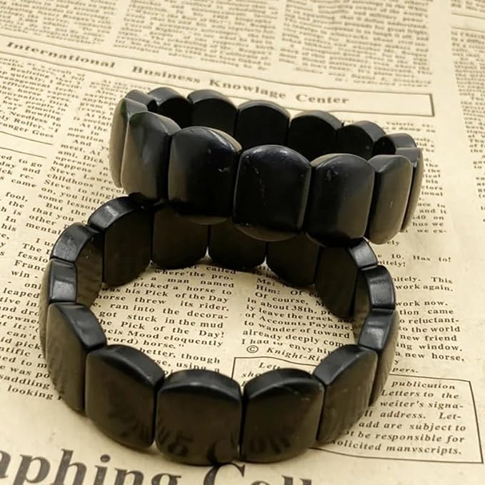 Natural Rare Shungite Gemstone Strech Bracelet