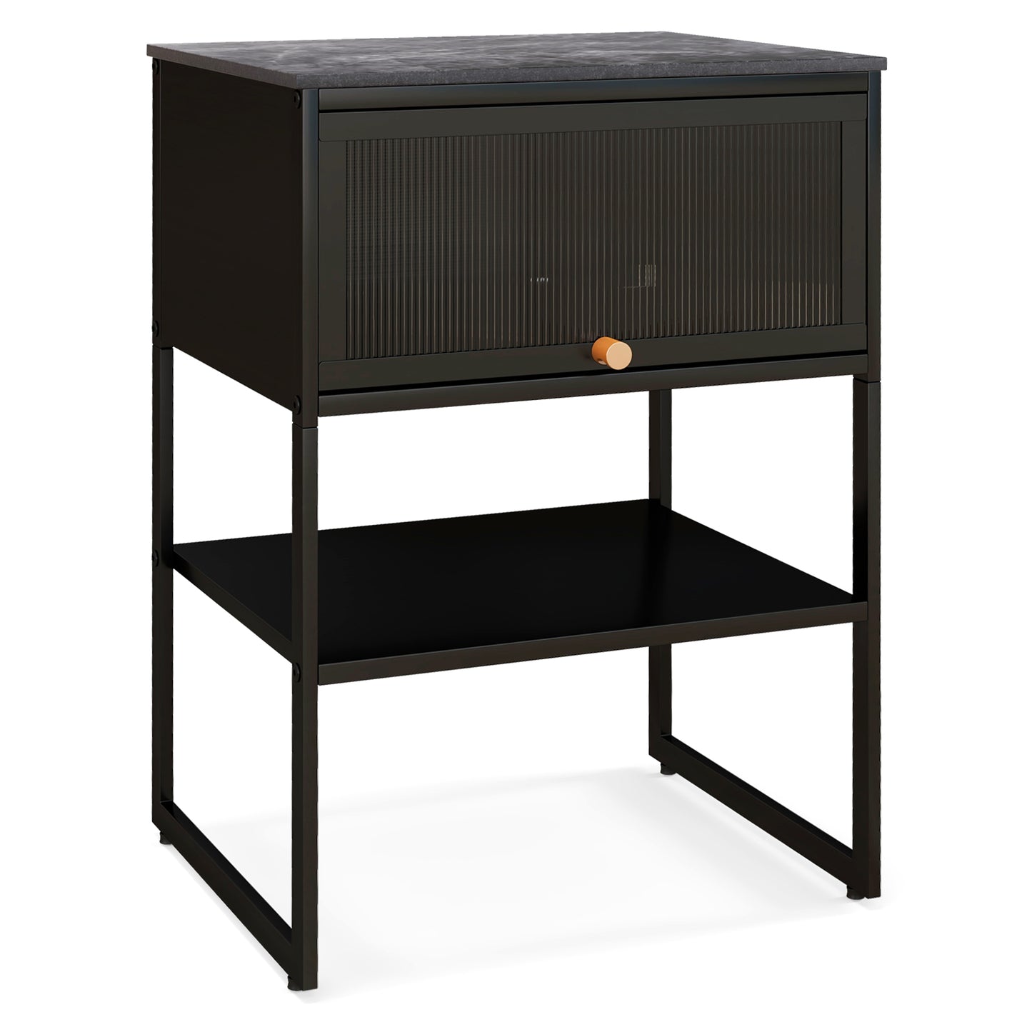 3-Tier Side Table with Storage Shelf for Living Room and Bedroom-White