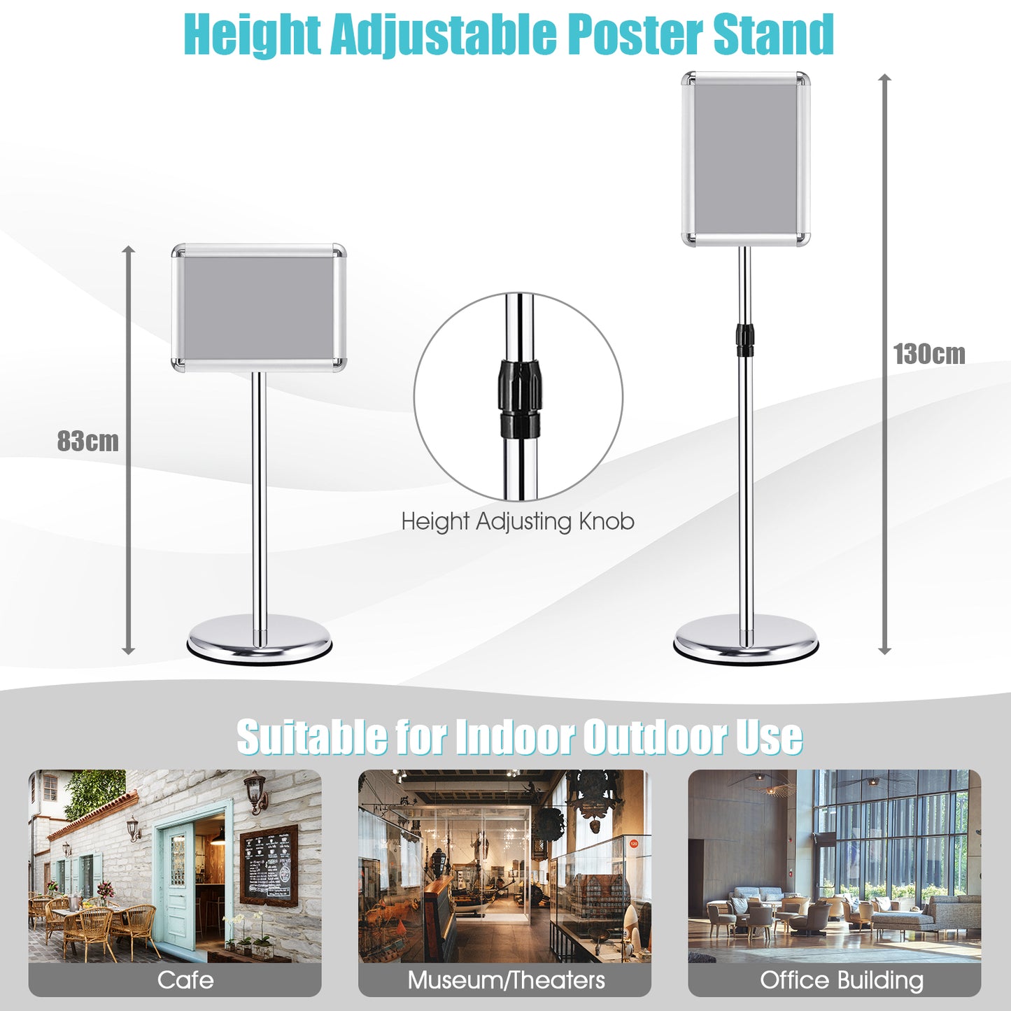 360 Degrees Rotatable A4 Poster Stand with Adjustable Height-Black