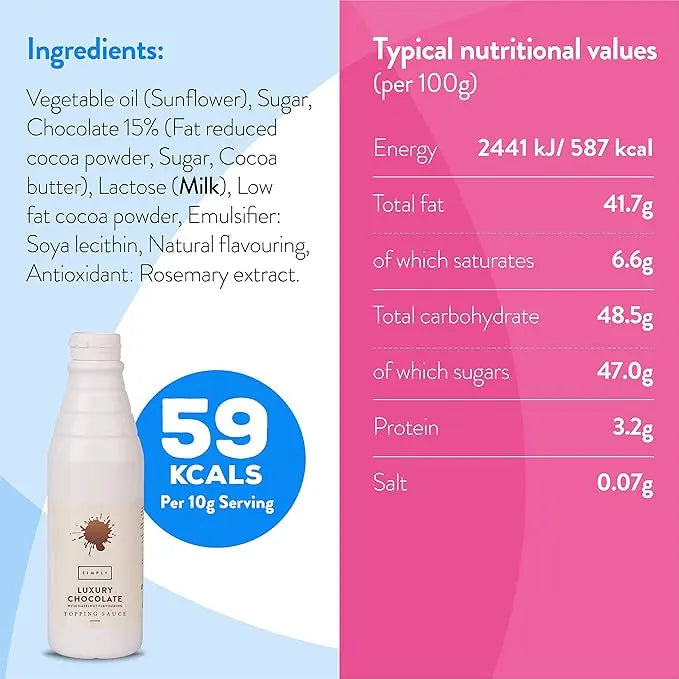 Simply Luxury Chocolate Topping Sauce with Hazelnut Flavouring