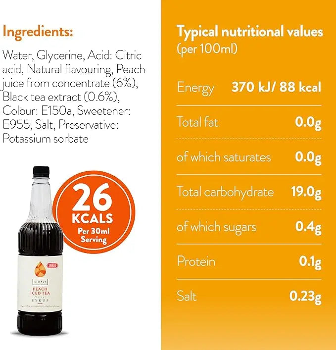 Simply Sugar Free Peach Iced Tea Syrup