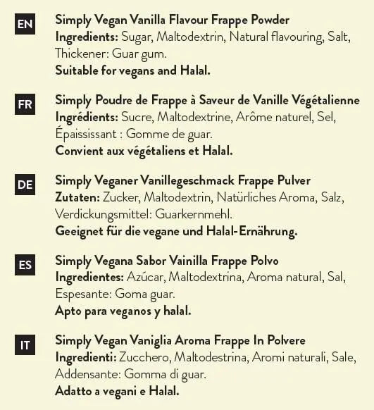 Simply Vegan Vanilla Frappe Powder