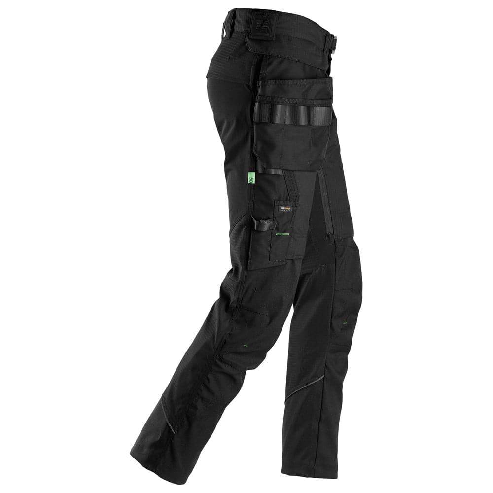 Snickers 6972 FlexiWork, Work Trousers+ Detachable Holster Pockets Black, Waist 33" Leg 30"-Snickers Size 92