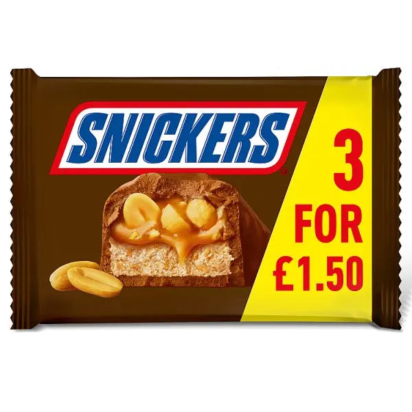Snickers Caramel, Nougat, Peanuts & Milk Chocolate Bars Multipack (Case of 22)