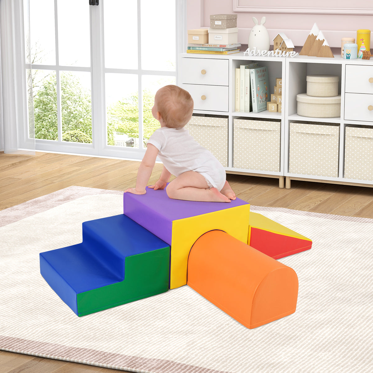 Climb and Crawl Foam Block Play Set for Infant Baby and Toddlers-Blue