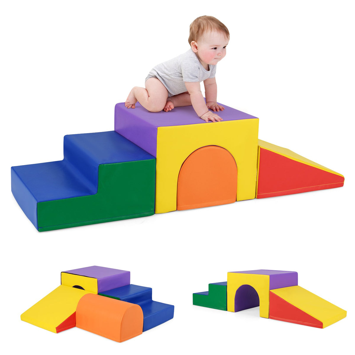 Climb and Crawl Foam Block Play Set for Infant Baby and Toddlers-Blue