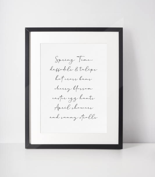 Spring Time List Fancy Font Spring Easter Seasonal Wall Home Decor Print