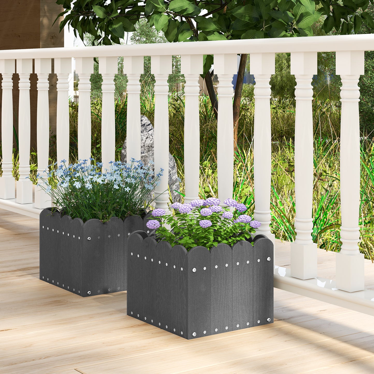 2 Pack Square Planter Box with Drainage Gaps-Orange