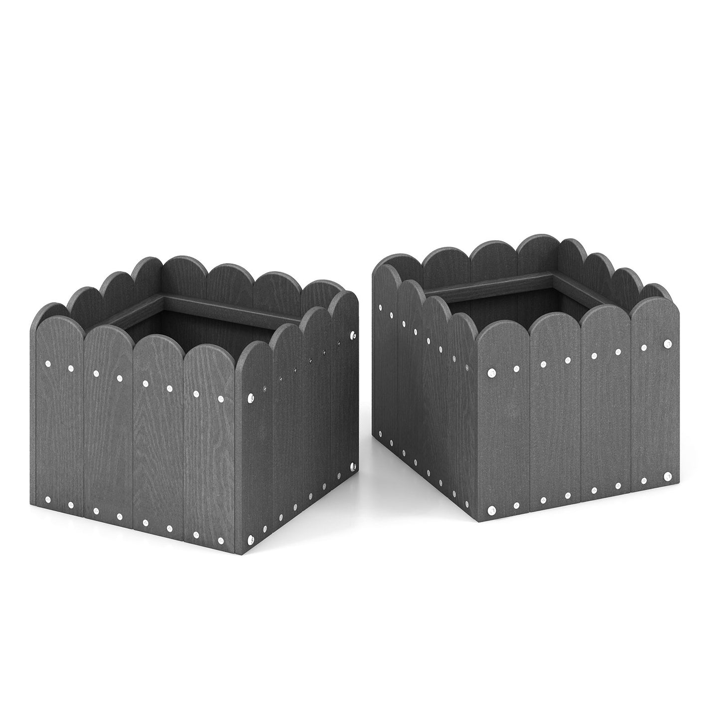 2 Pack Square Planter Box with Drainage Gaps-Orange