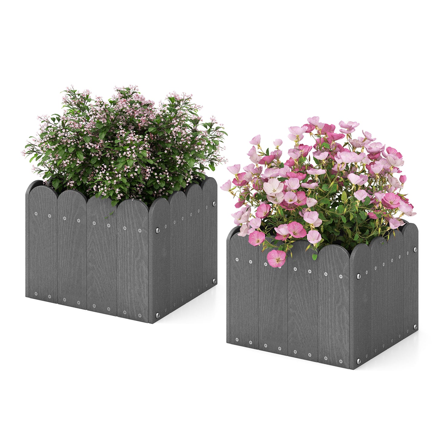 2 Pack Square Planter Box with Drainage Gaps-Orange